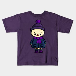 Winter-loving Ducky in his Scarf and Hat Kids T-Shirt